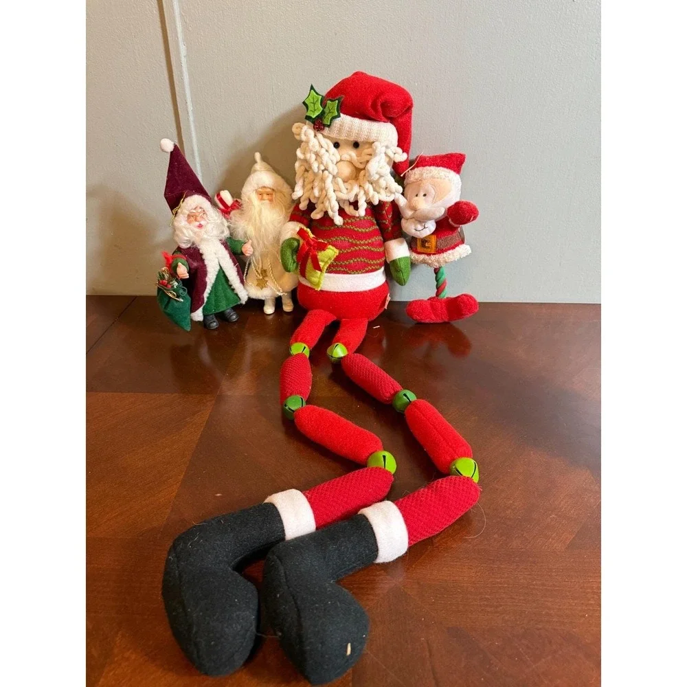 Vintage 1990s Santa Claus Plush Christmas‎ Decor LOT of 3